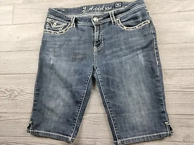 LA IDOL Bermuda Jean Shorts With Bling  Size 11 • $20.39