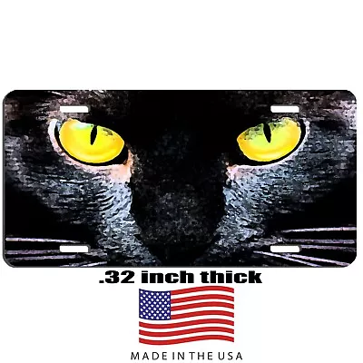 Black Cat With Yellow Eyes Aluminum Vanity License Plate Car Truck SUV Tag • $16.95
