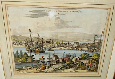 $595 • Buy Ogilby Rare Museum Quality St. Augustine Florida Engraving Colonial Era Slaves!!
