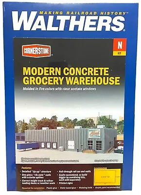 N Scale Walthers Cornerstone 933-3864 Concrete Grocery Warehouse Building Kit • $50.98