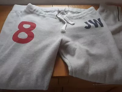 Jack Wills Grey Marl Logo Joggers Zip Leg Drawstring Waist Size 10 Fleece Lining • £12