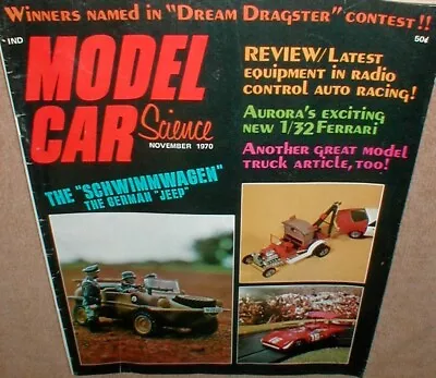 Model Car Science Nov 1970 Magazine Vintage Model Cars Slot Cars  Schwimmwagen  • $19.99