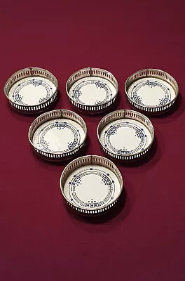 Vintage Set Of Six Porcelain/Metal Coasters – Made In Germany • $34