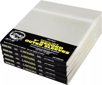 (500) 7” Vinyl Record Outer Sleeves – 2mil Thick RESEALABLE Archival Clear BOPP • $48.99