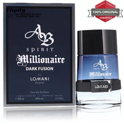 Spirit Millionaire Dark Fusion Cologne 3.3 Oz EDP Spray For Men By Lomani • $29.77