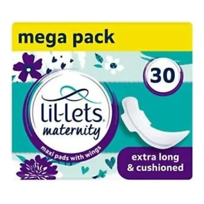 £8.71 • Buy Lil-Lets Maternity Pads, Extra Long Maxi Thick Pads With Wings, 3 Packs Of 10