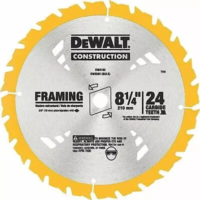 DEWALT Carbide Circular Saw 8 1/4 Inch Blade 24T Construction DW3582 DW3182 • $9.99