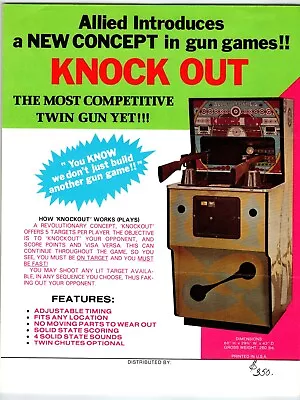 Knockout Arcade FLYER Original 1974 Rifle Gun Game Art Retro Vintage Shootout • $24