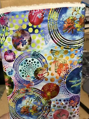 10 Yards Bolt Funky Multicolour Bubbles Futuristic Printed 100% Cotton Fabric. • £31