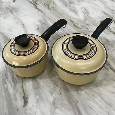 $19.99 • Buy CLUB Vintage 70's Yellow Cast Aluminum Pot & Skillet With Lids 2 Piece Set
