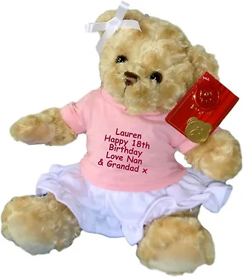Personalised Birthday Teddy Bear Gift Babys 1st 16th 18th 21st 50th 60th 100th • £26