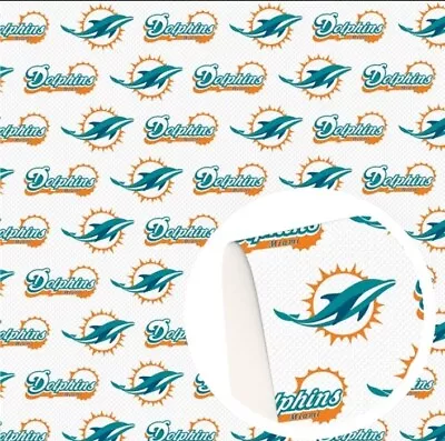 Dolphins FAUX LEATHER SHEET 8 X 12  1213321 Football Miami SMOOTH TEXTURE • $2.50