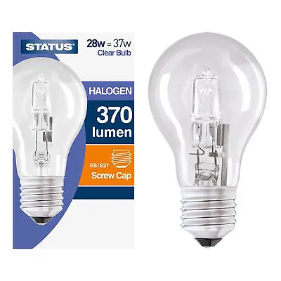 £4.64 • Buy 5 X Status Eco Halogen GLS ES E27 28 Watt = 37 Watt Energy Saving Light Bulbs