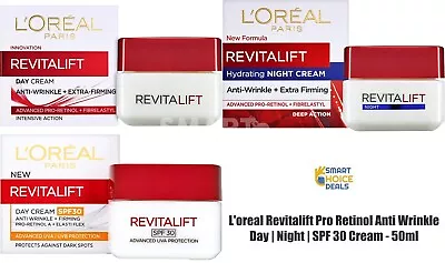 L'Oreal Paris Revitalift Pro Retinol Day | Night | SPF 30 Cream Anti Wrinkl 50ml • £7.99