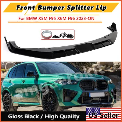 GLOSS BLACK FRONT LIP SPLITTER SPOILER For BMW X5M F95 F96 X6M COMPETITION 2023+ • $274.39