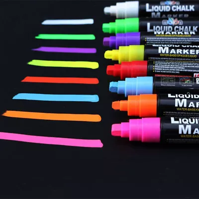 8x  Liquid Chalk Markers For Glass Washable Chalkboard Marker Erasable Chalk Pen • $12.95