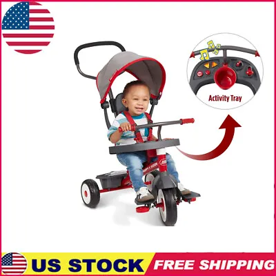 4 In 1 Trike Activity Tray Red Gray Convertible Adjustable Seat 3 Point Harness  • $84