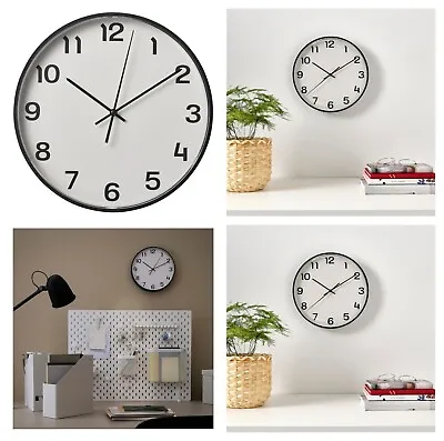 NEW Ikea PLUTTIS Silent Wall Clock Low Voltage Black 28cm • £13.53