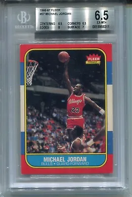 1986 Fleer #57 Michael Jordan Rookie Card Graded BGS 6.5 Ex MINT+ W 8 7 • $3697.99