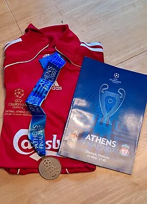 Original Liverpool Champions League Shirt With Official Programme  And Medal • £130