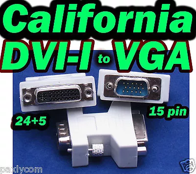 DVI-I Female (24+5) To VGA Male (15 Pin) Connector Adapter F To M DVI I To VGA  • $5.25