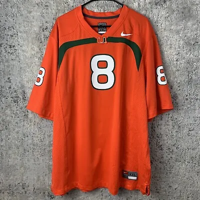 Nike Miami Hurricanes Jersey Football Size XXL 2XL Orange UM 8 Men’s • $30