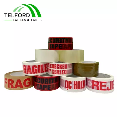 Security Reject Fragile Brown White Clear Packing Packaging Tape 50mm X 66m • £6.95