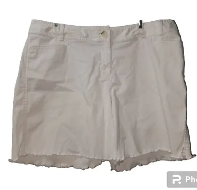 J. Jill  Womens Shorts Size 16 White With Fringed Edge • $8.36