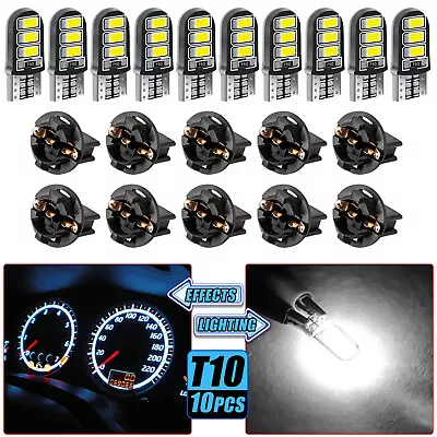 10PCS T10 194 6SMD LED Instrument Panel Gauge Cluster Dash Light Bulb W/ Sockets • $9.98