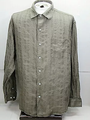 Caribbean Men Linen Blend Button Shirt XL [ 50in Chest 31L ]  L/S • $12.24