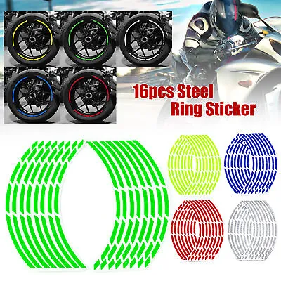 16pcs 17 -19  Car Motorcycle Wheel Tire Sticker Reflective Rim Strips Tape Decal • $8.89