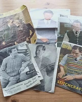 Vintage Knitting Patterns Formmens Clothing (incd Swim Trunks!) • £1.50