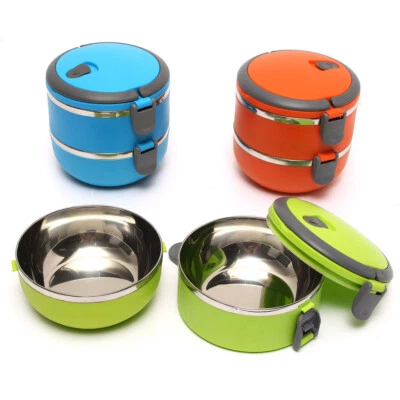 $21.80 • Buy 2 Layer Stainless Steel Food Warmer Thermos School Lunch Box Container Insulated