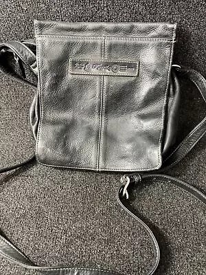 Fossil Vintage Black Pebble Grain Leather White Stitch Zip Shoulder BagCrossbody • $35