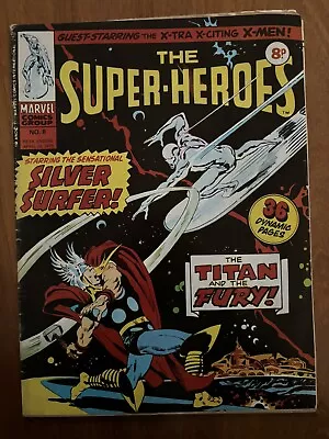 The Super-Heroes 8 Silver Surfer 4 Reprint THOR Marvel Comics  UK April 1975 Lot • £0.99