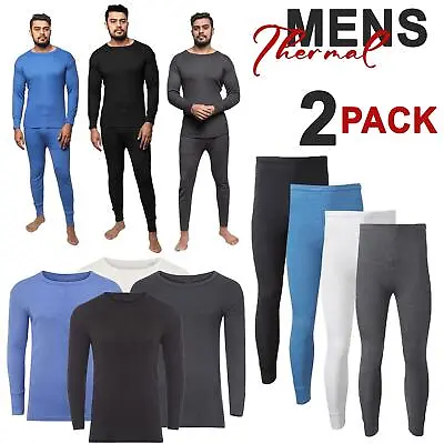 2 Pck Mens Thermal Long Johns Bottom Top Set Underwear Baselayer Trouser & Shirt • £3.99