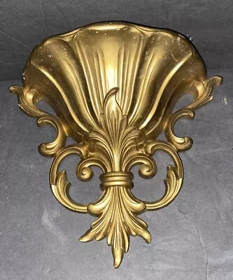 Vintage 1960s HOMCO Syroco Gold Wall Pocket Vase Fleur De Lis Hollywood Regency • $9.99