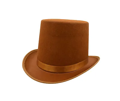 Mens Tall Brown Magician Mad Hatter Wonka Top Hat Topper Costume Accessory Prop • $19.99