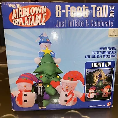 Gemmy Inflatadble 8ft Christmas Tree Snowmen Light Up Airblown Blow Up • $120