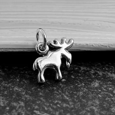 925 Sterling Silver Moose Charm - Elk Charm - Reindeer Charm Jewelry • $12.95