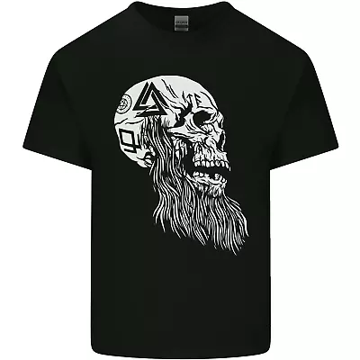 Viking Skull With Beard And Valknut Symbol Mens Cotton T-Shirt Tee Top • $11.43