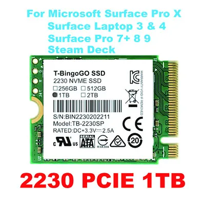 £135.10 • Buy NEW M.2 2230 SSD 1TB NVMe PCIe For Microsoft Surface Laptop 3 & 4 Pro 7+ 8 9
