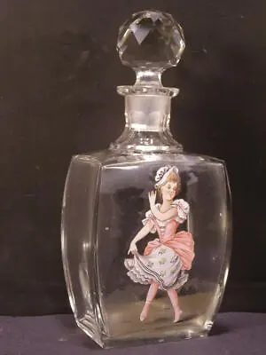 Antique Bohemian Cut Crystal Girl Woman Portrait Moser Glass Bottle Decanter 19c • $198.95