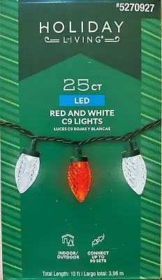 Holiday Living 25 Ct. C9 LED 12Ft. Red And White String Lights Christmas • $14.99