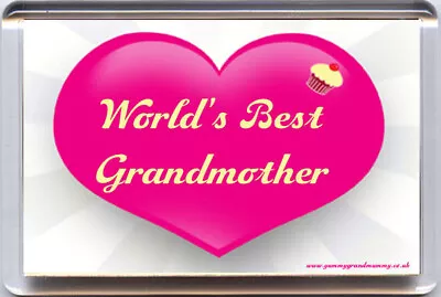 New WORLD'S BEST GRANDMOTHER Fridge Magnet - Unique Birthday Or Christmas Gift • $20.01