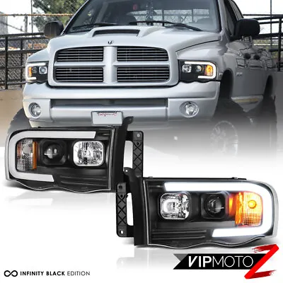 For 02-05 Dodge RAM Pickup 1500 2500 3500 Black LED Neon Bar Projector Headlight • $229.95