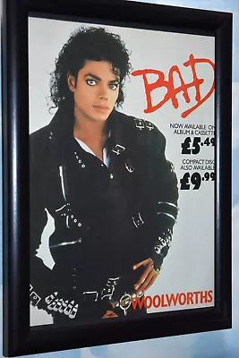 MICHAEL JACKSON Framed 1987 Bad ALBUM Original Promo ART Poster • £13.99