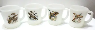 Vintage Fire King Coffee D Mugs Set Of 4 Game Birds Pheasant Duck Goose Grouse • $29.99