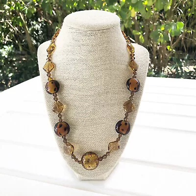 NWT Genuine Murano Glass & Czech Glass Beaded Necklace Brown   • $30