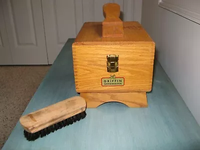 VINTAGE GRIFFIN SHINEMASTER Shoe Shine WOOD BOX + Orig. Griffin BRUSH Excellent • $22